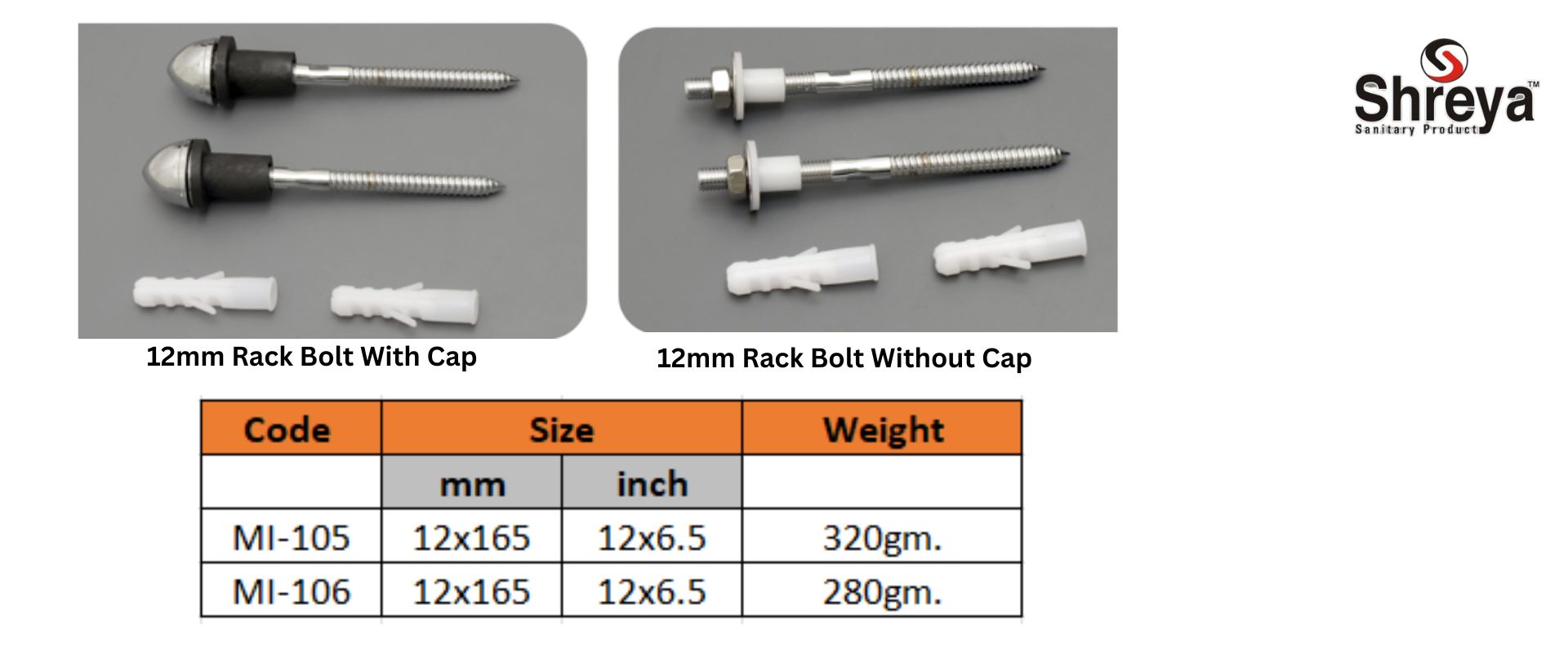 12mm Rack Bolt With Cap
