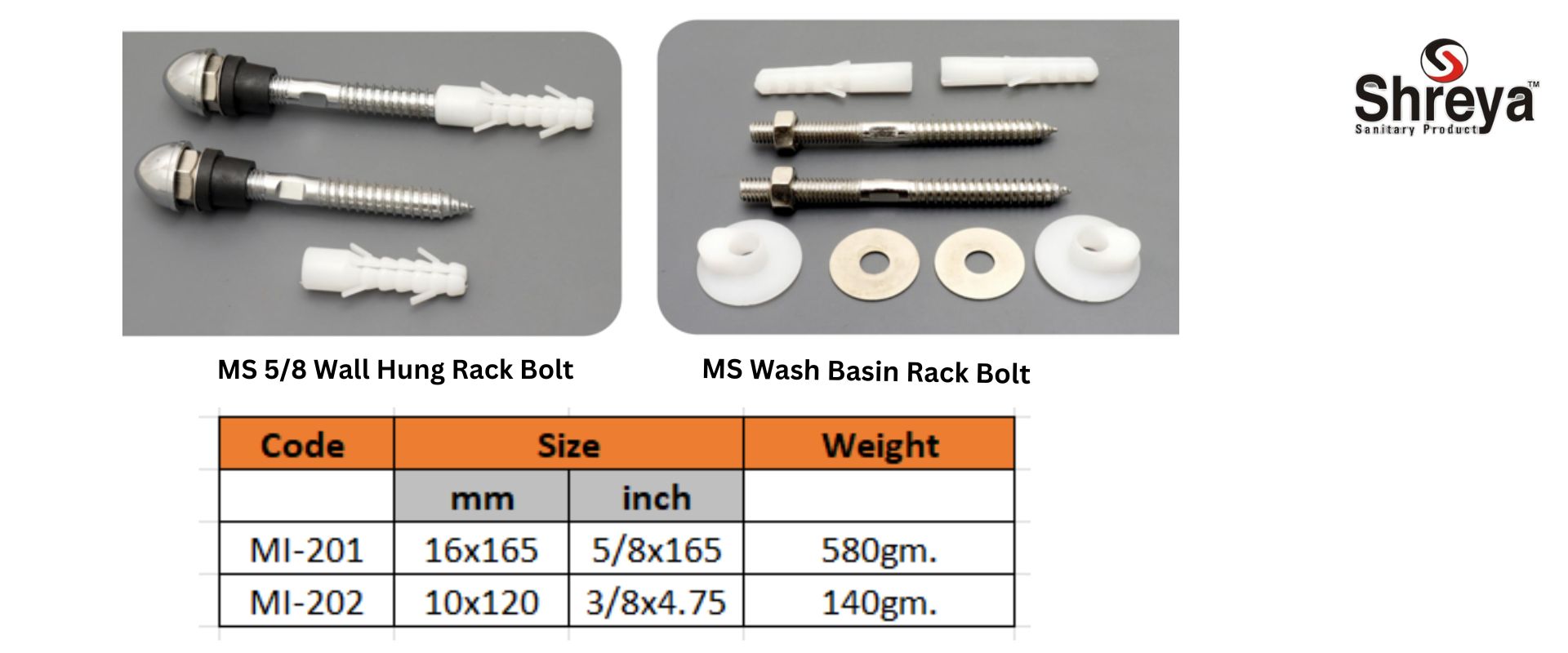 MS Wash Basin Rack Bolt