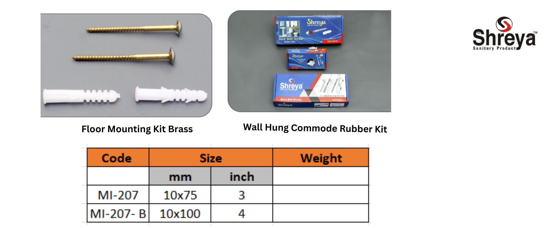 Wall Hung Commonde Rubber Kit