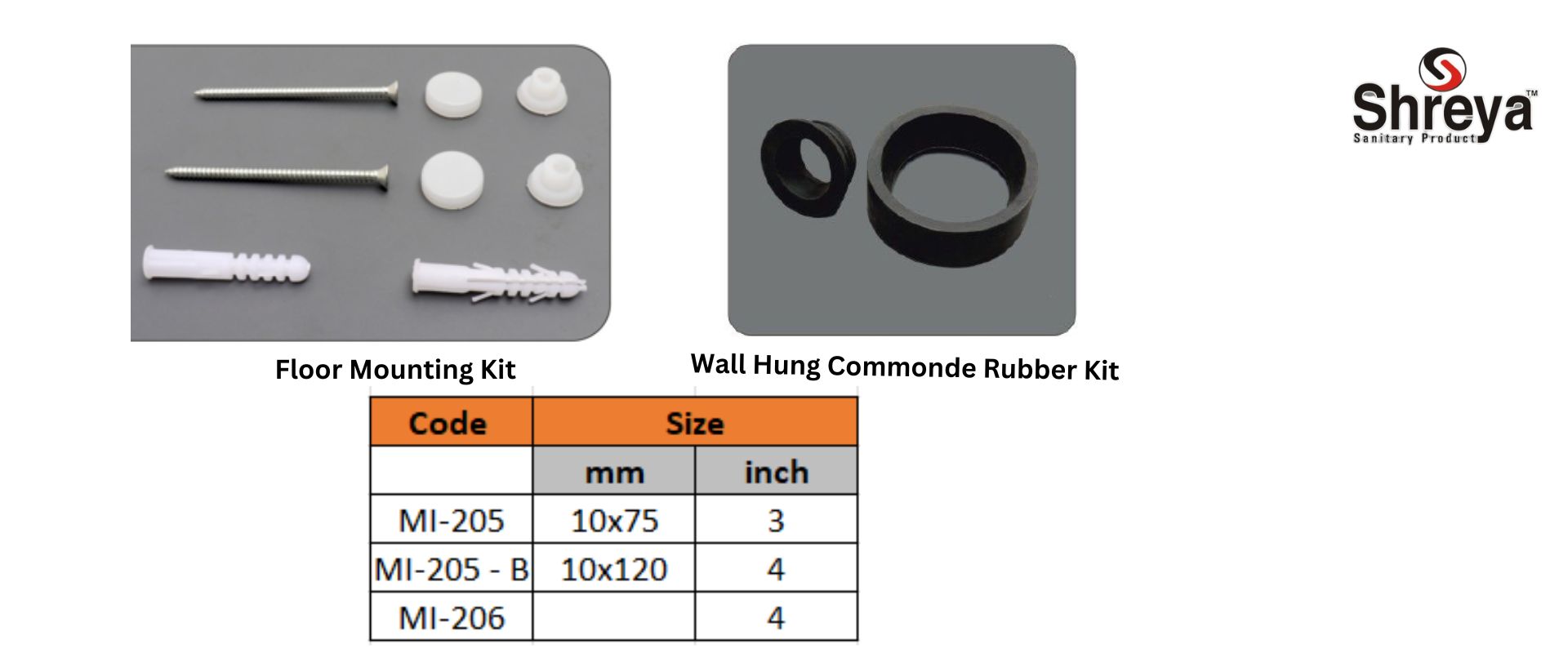 Wall Hung Commode Rubber Kit